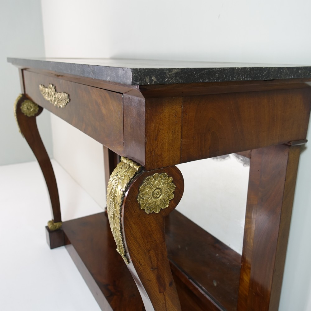 EARLY 19TH C MAHOGANY &  MARBLE CONSOLE TABLE View V