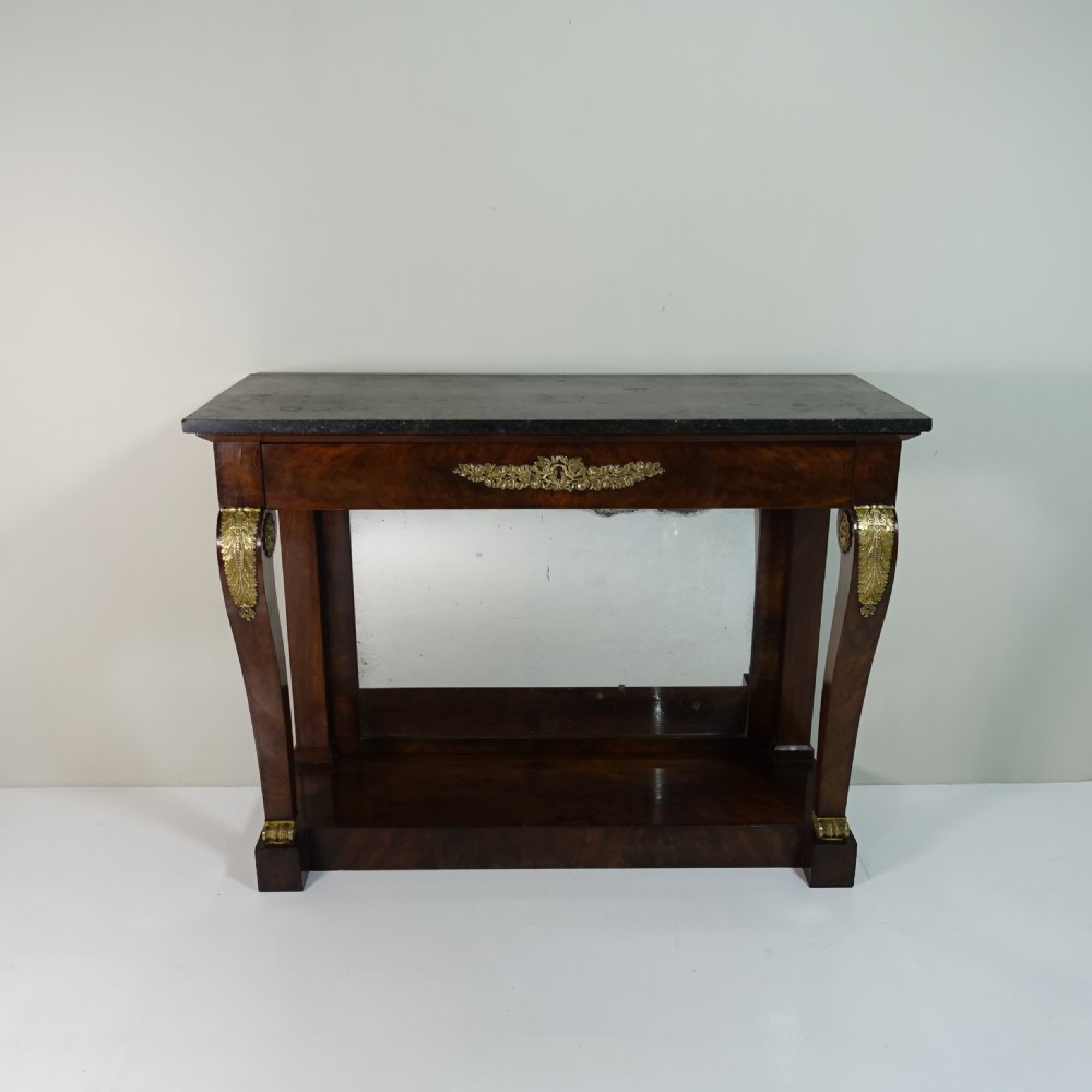 EARLY 19TH C MAHOGANY &  MARBLE CONSOLE TABLE View VII