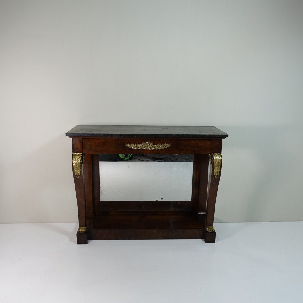 EARLY 19TH C MAHOGANY &  MARBLE CONSOLE TABLE View IX