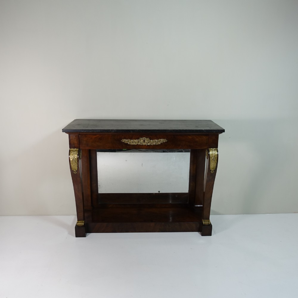 EARLY 19TH C MAHOGANY &  MARBLE CONSOLE TABLE View X