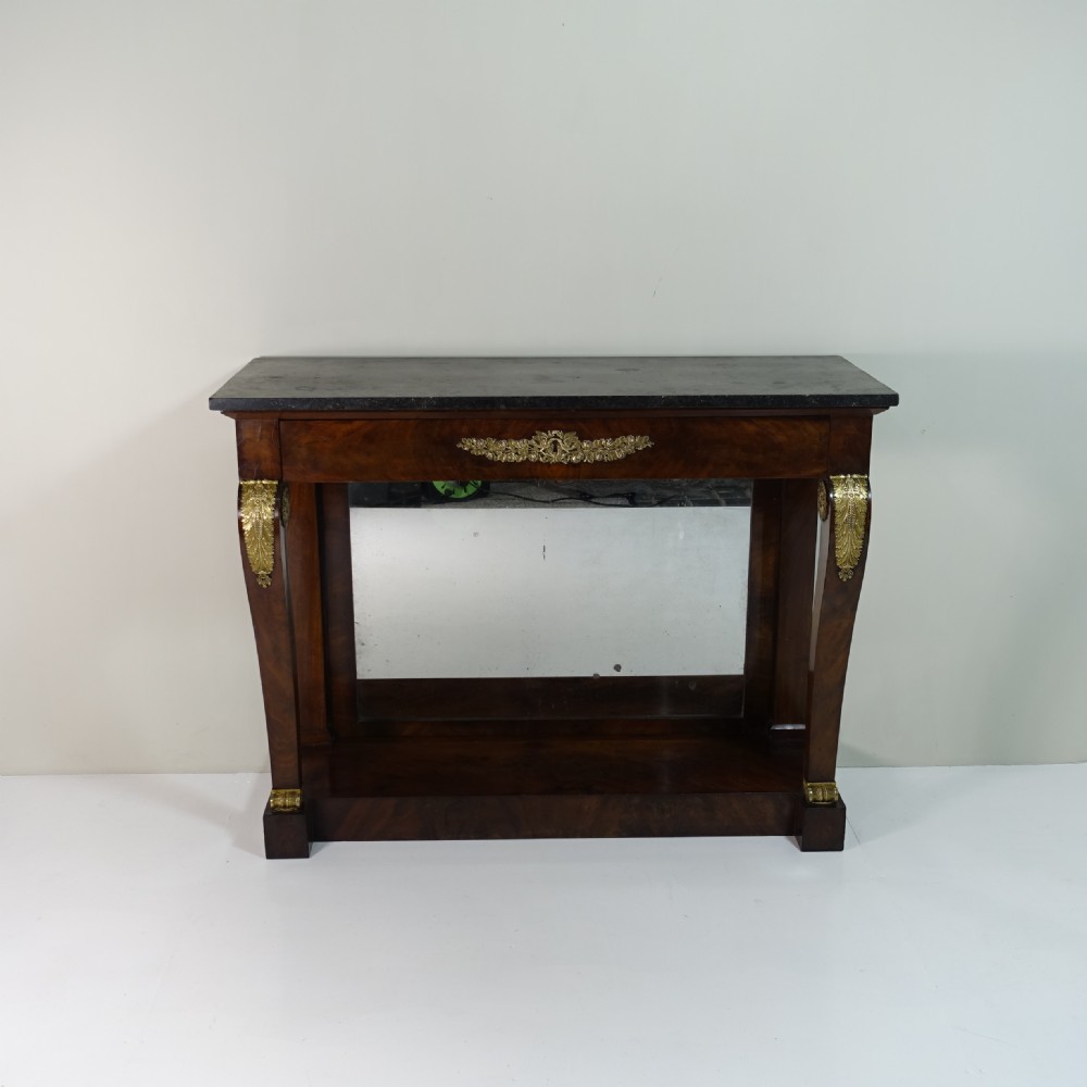 EARLY 19TH C MAHOGANY &  MARBLE CONSOLE TABLE View XI