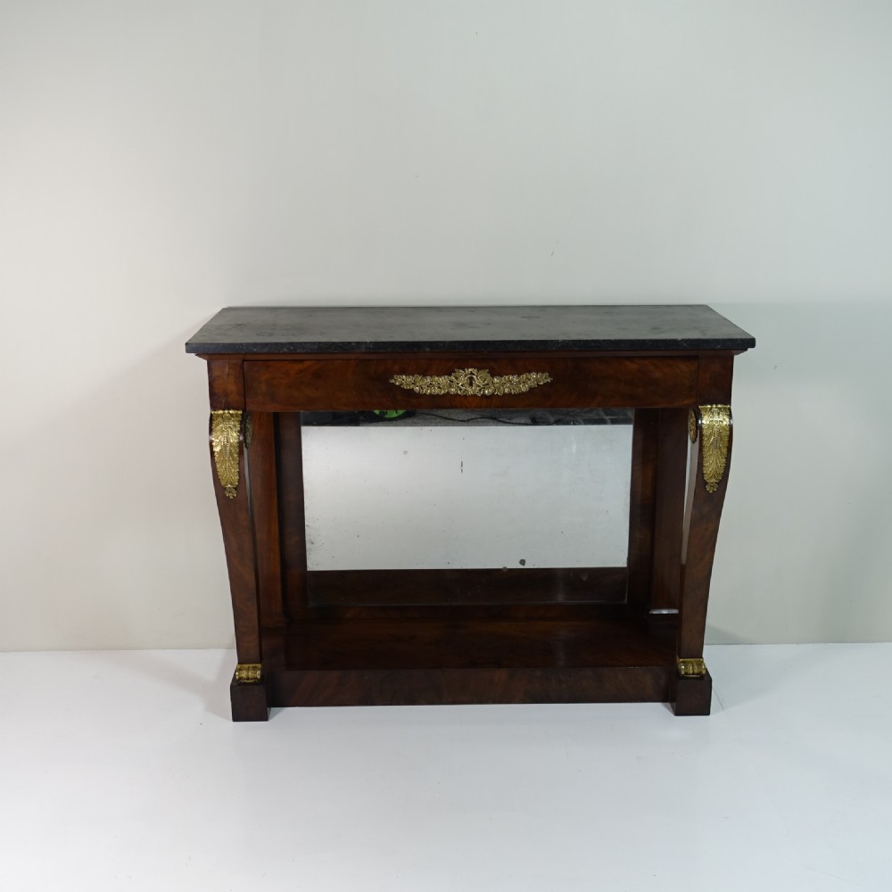 EARLY 19TH C MAHOGANY &  MARBLE CONSOLE TABLE View XII