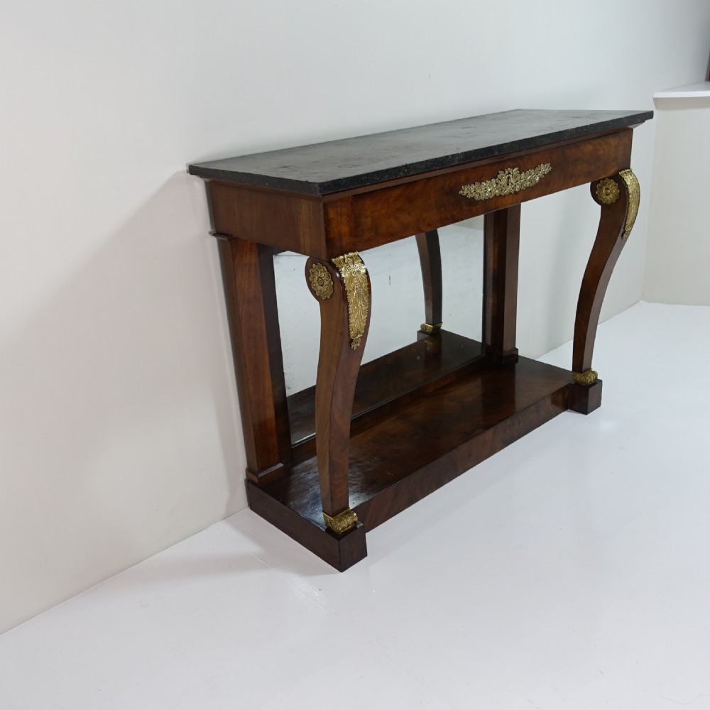 EARLY 19TH C MAHOGANY &  MARBLE CONSOLE TABLE View XIII
