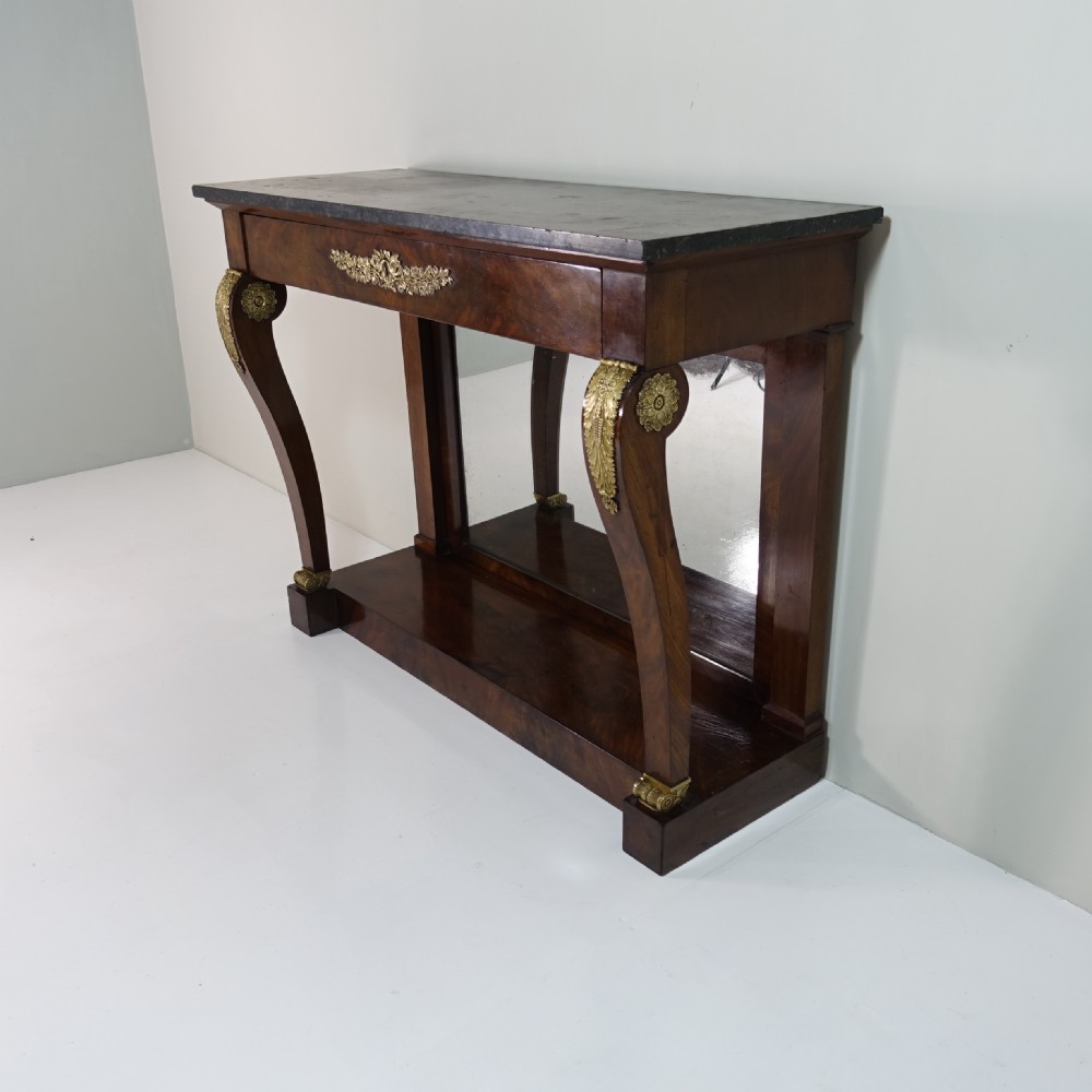 EARLY 19TH C MAHOGANY &  MARBLE CONSOLE TABLE View XV
