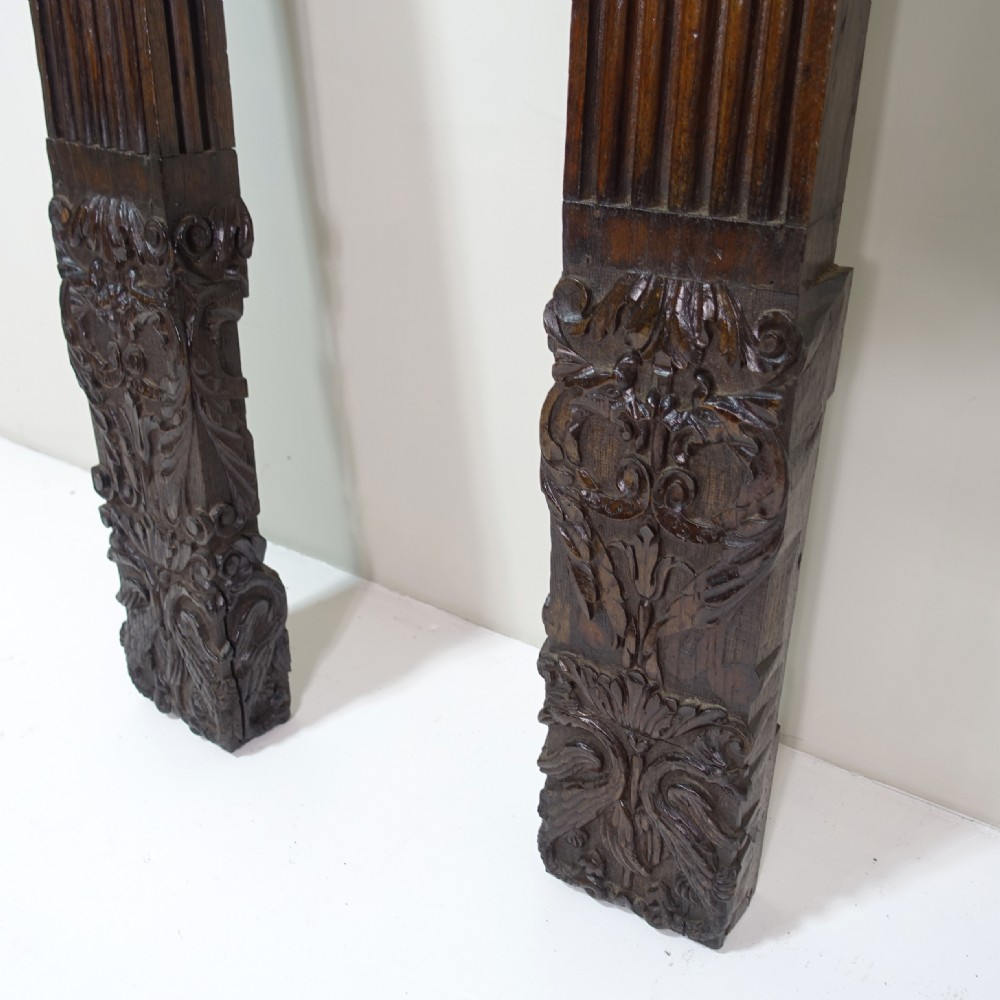 PAIR OF 17TH C CARVED OAK PILASTERS View IV