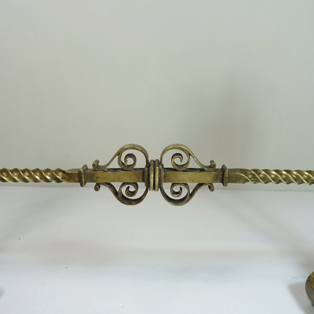 PAIR OF 19TH C BRASS FIRE DOGS View II
