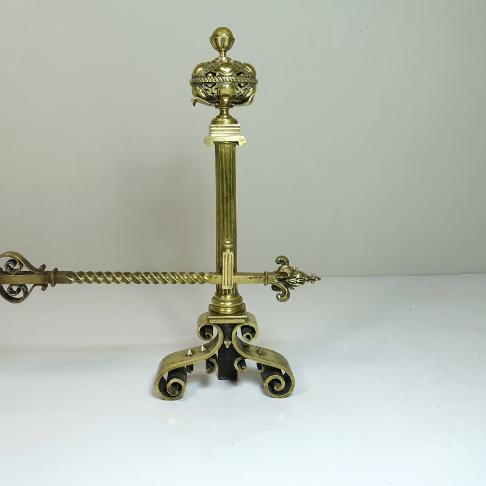 PAIR OF 19TH C BRASS FIRE DOGS View IV