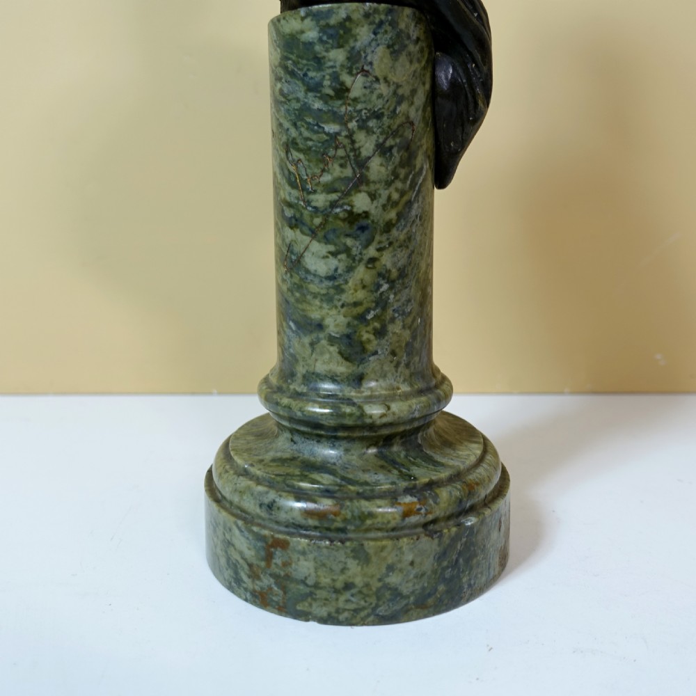 19TH C BRONZE BUST ON MARBLE PEDESTAL View III