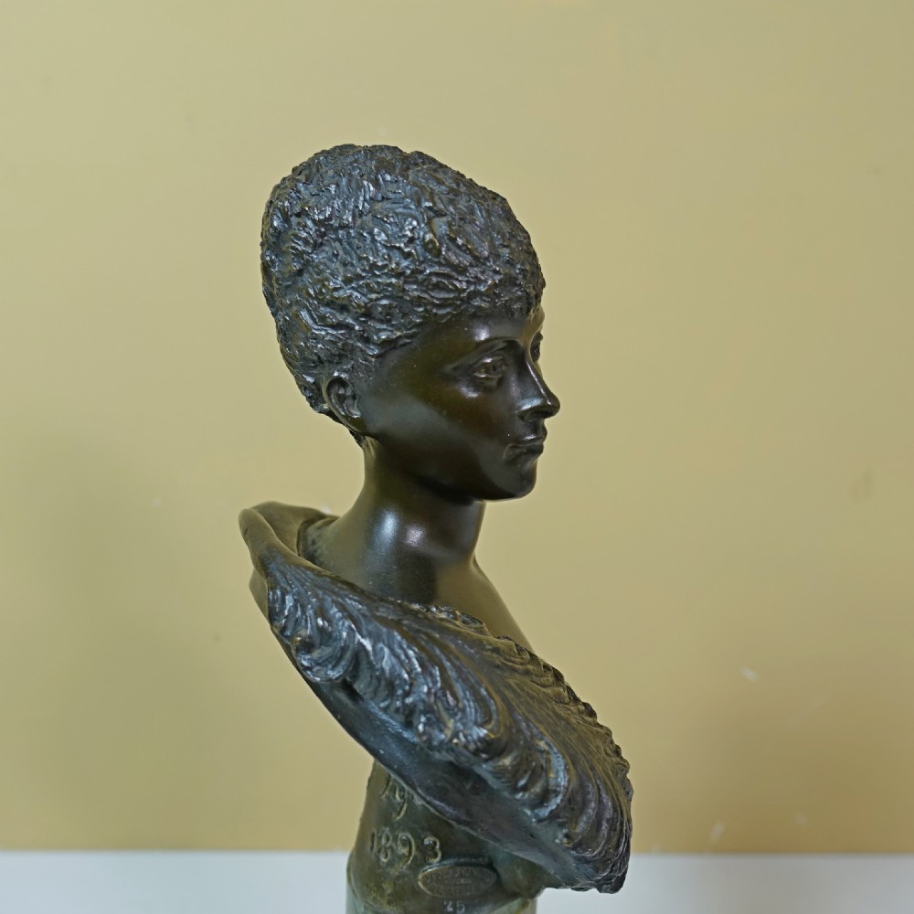 19TH C BRONZE BUST ON MARBLE PEDESTAL View V