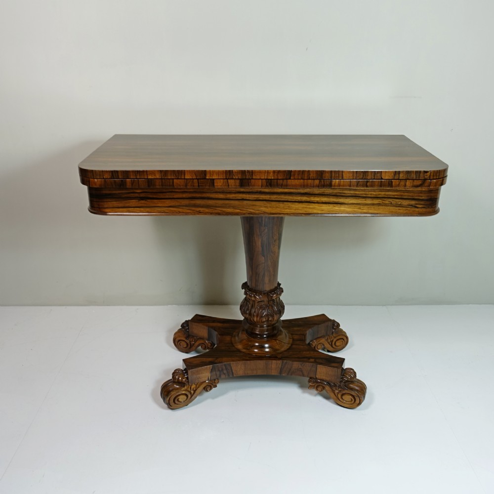 19TH C GONCALO ALVES CARD TABLE View II