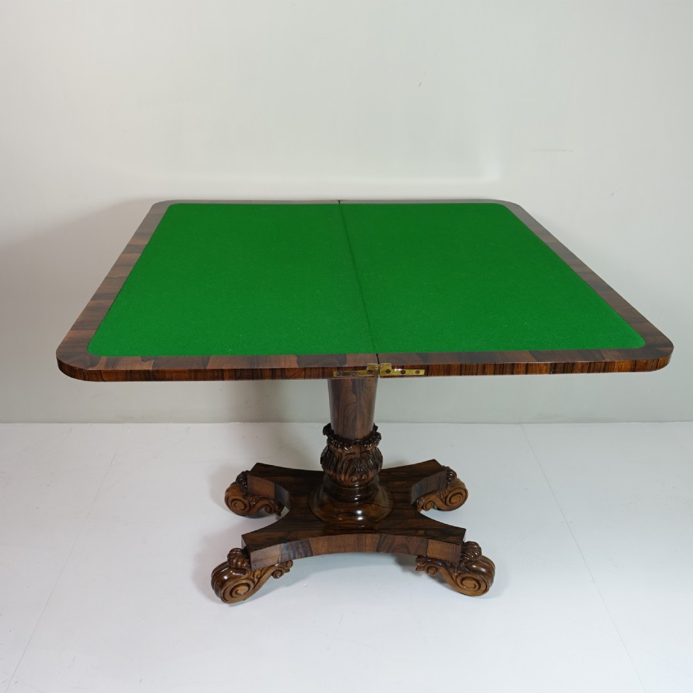 19TH C GONCALO ALVES CARD TABLE View III