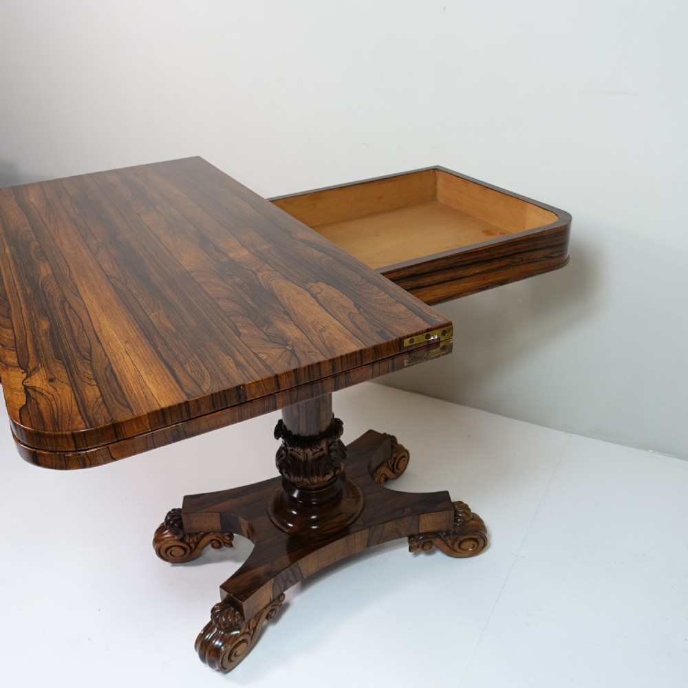 19TH C GONCALO ALVES CARD TABLE View VI