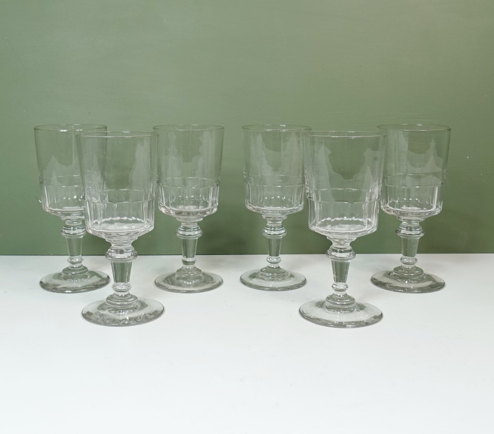 SET OF SIX 19TH C WINE GLASSES