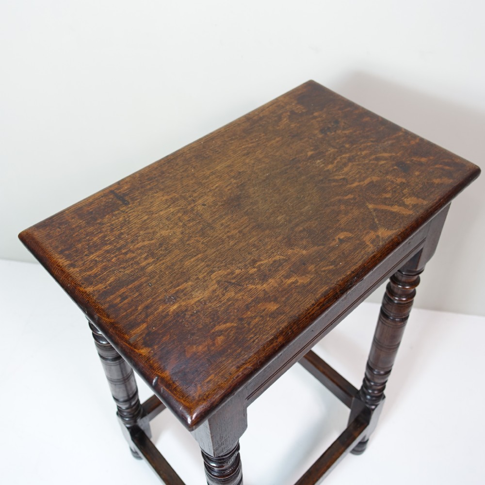 TALL 19TH C OAK STOOL View III
