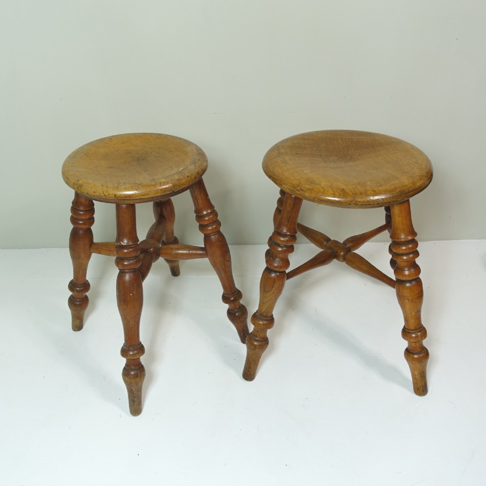 TWO 19TH C OAK & ELM STOOLS View II