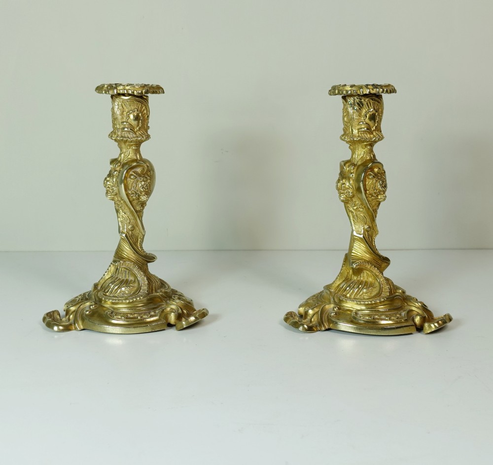 PAIR OF 18TH C ORMOLU CANDLESTICKS