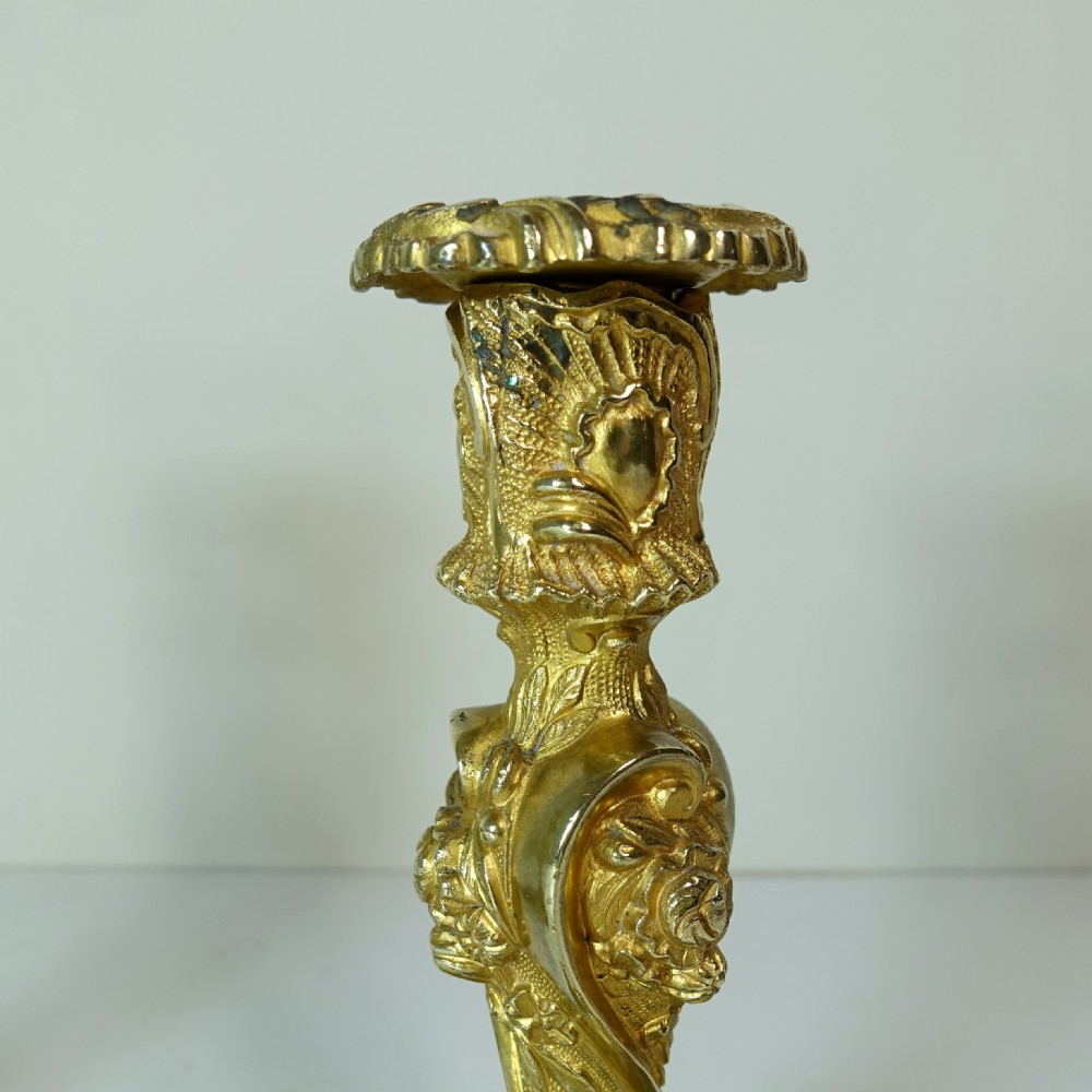 PAIR OF 18TH C ORMOLU CANDLESTICKS View II