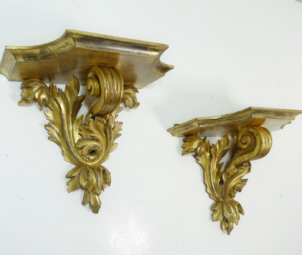 PAIR OF 19TH C GILTWOOD WALL BRACKETS View III