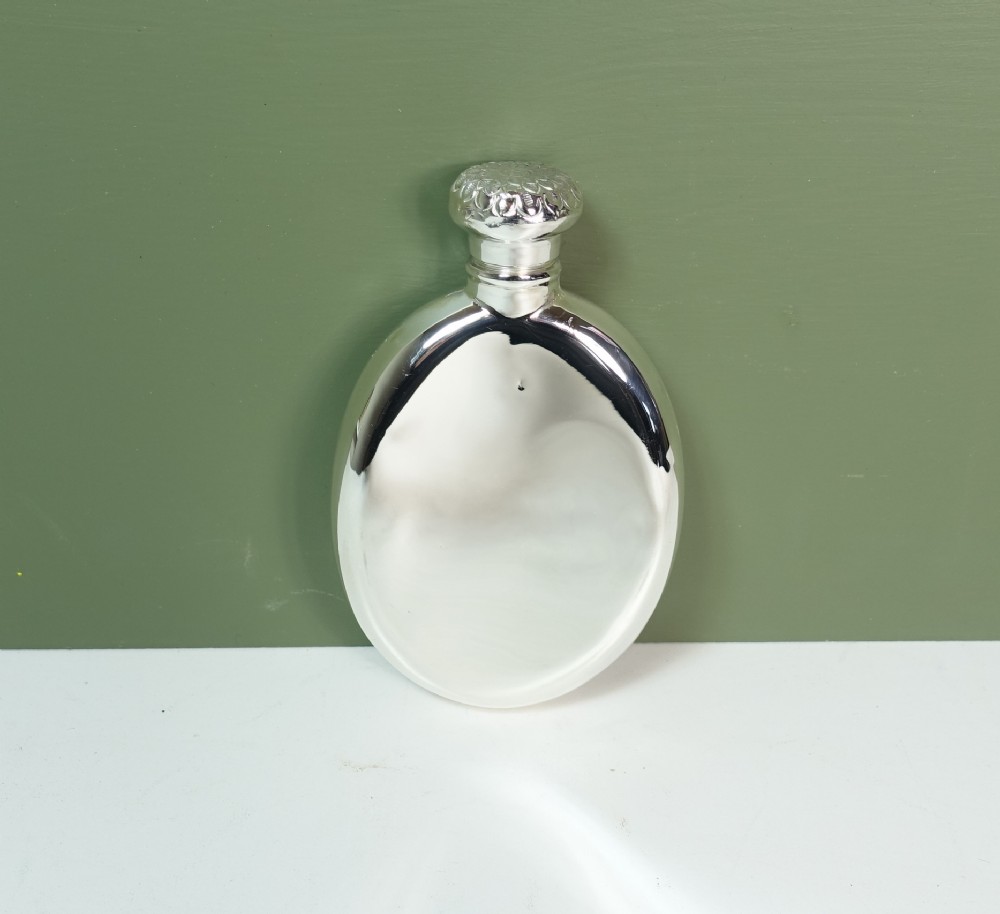 SOLID SILVER HIP FLASK, BIRMINGHAM 1925