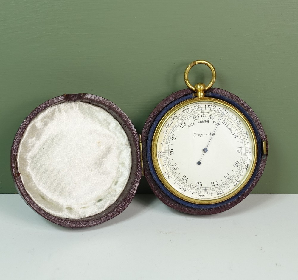 LARGE 19TH C POCKET TRAVEL BAROMETER