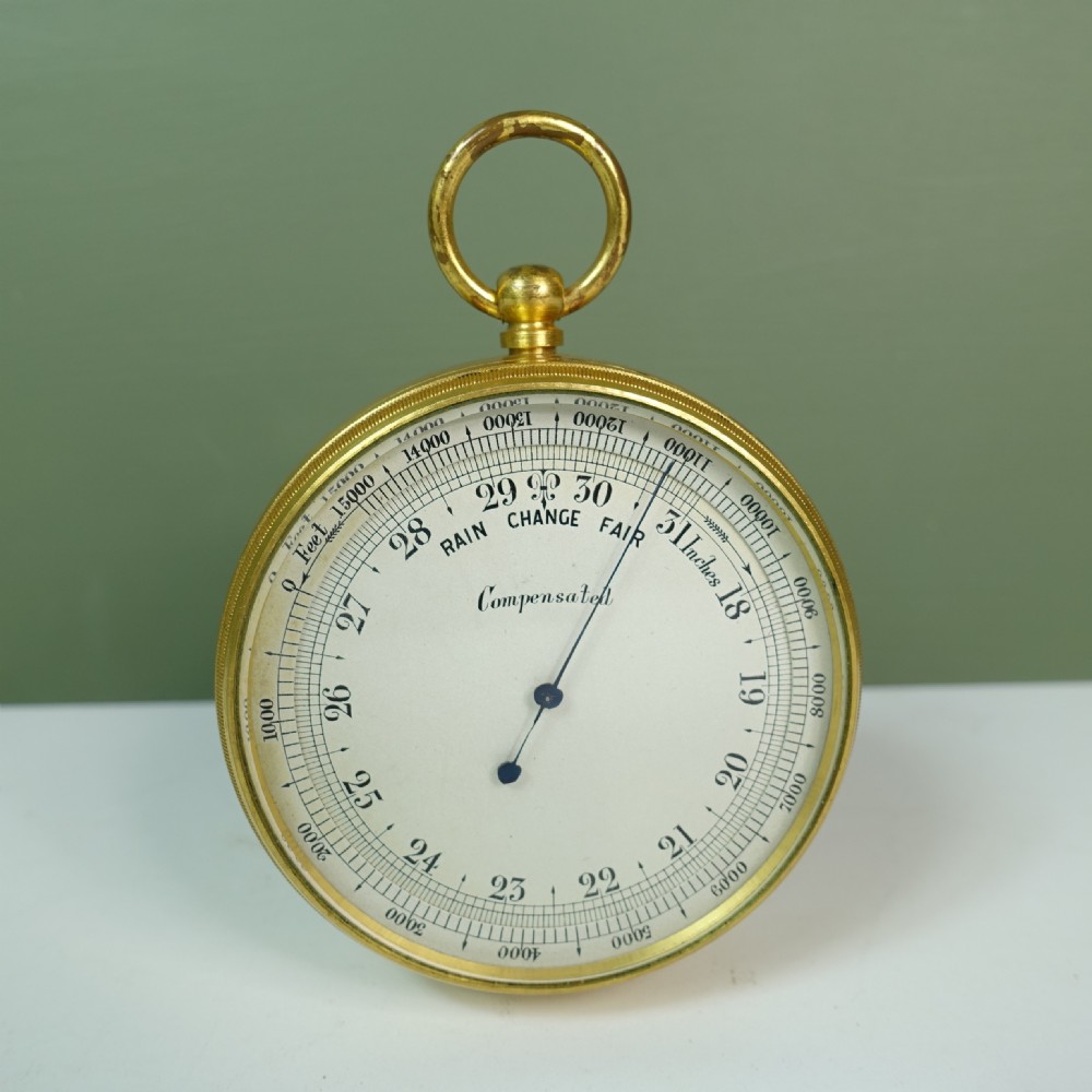 LARGE 19TH C POCKET TRAVEL BAROMETER View II