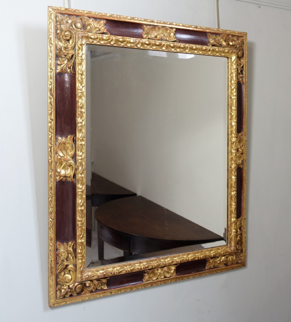 19TH C GILT & DECORATED MIRROR