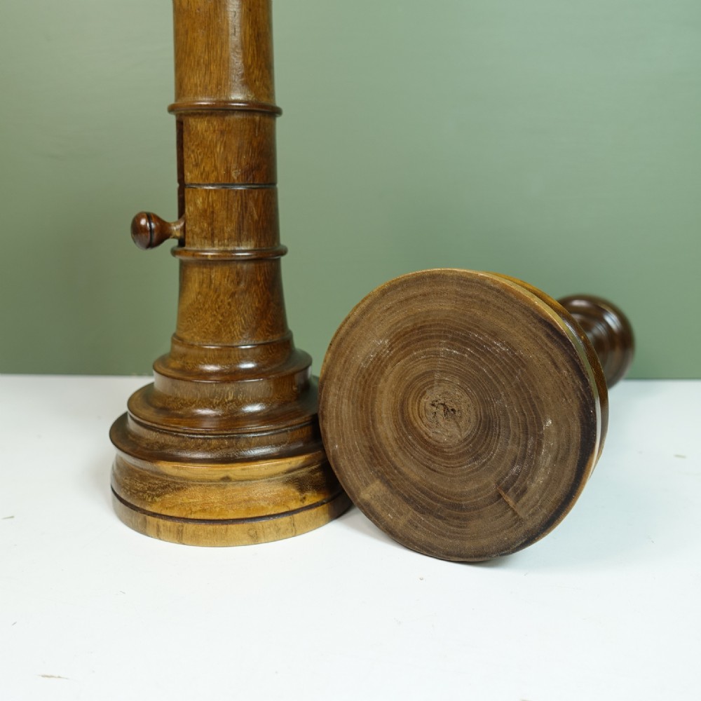 PAIR OF 19TH C OLIVE WOOD CANDLESTICKS View IV