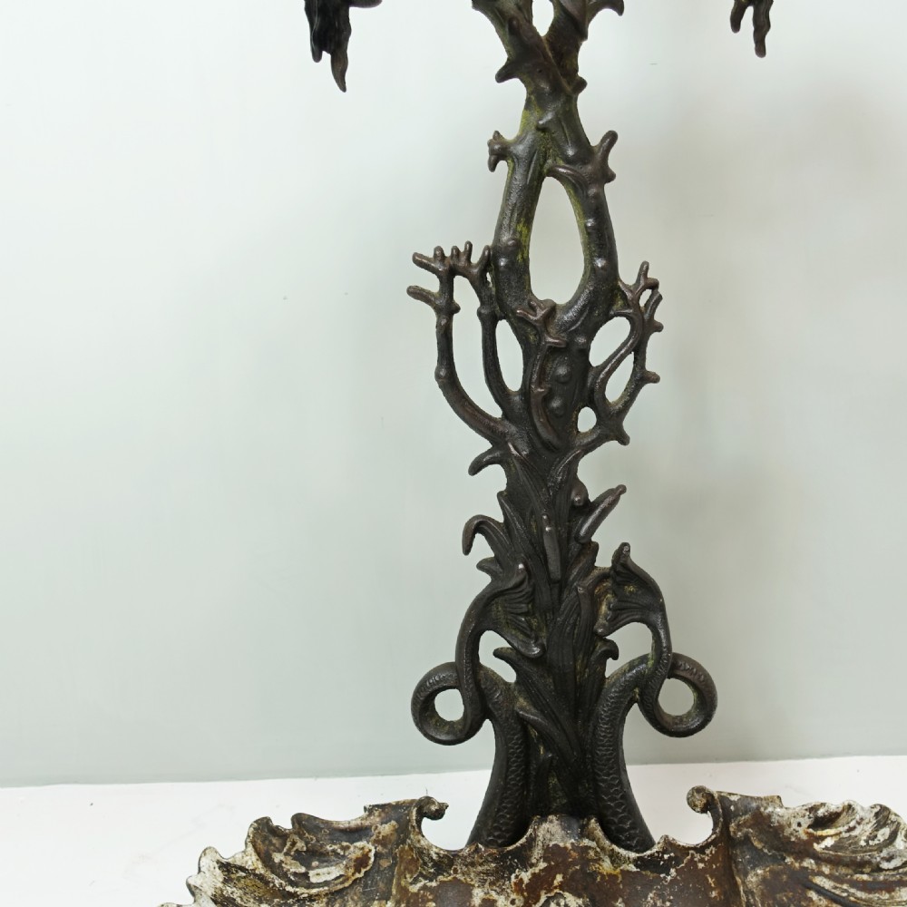 19TH C DOLPHIN CAST IRON STICK STAND View VI