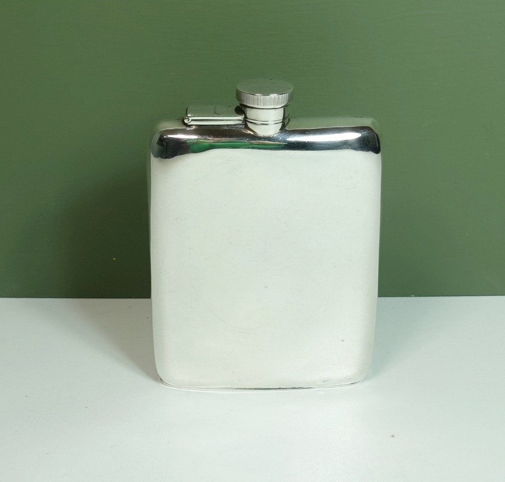 SOLID SILVER HIP FLASK 1916
