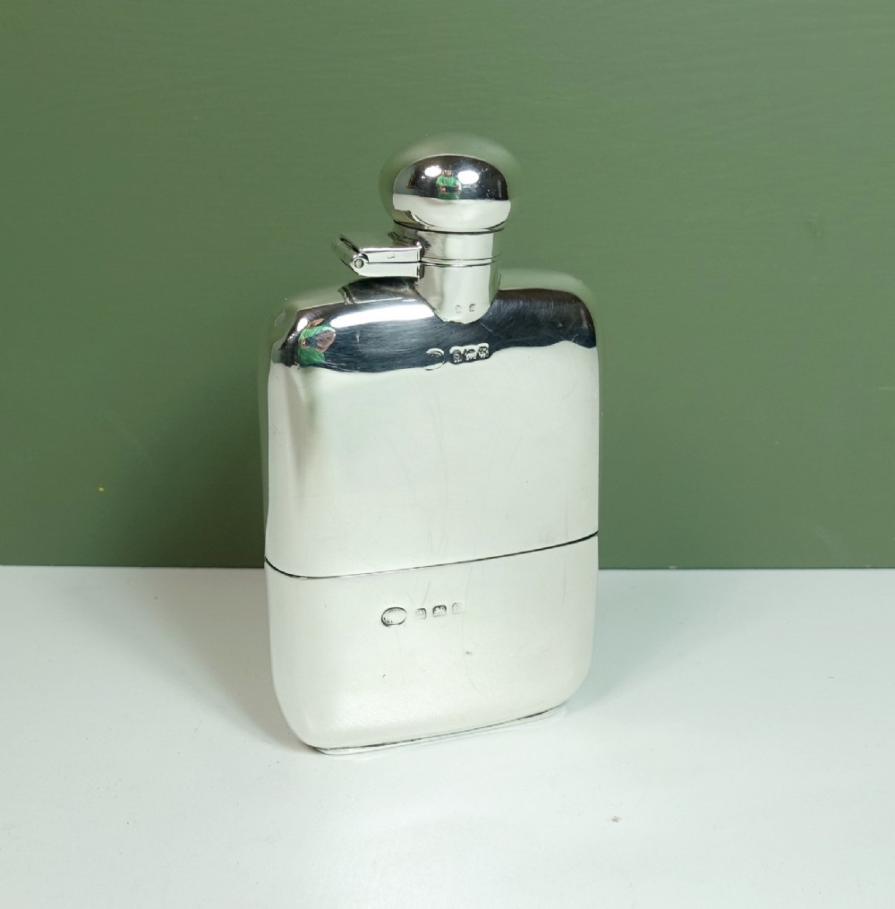 SOLID SILVER HIP FLASK 1934