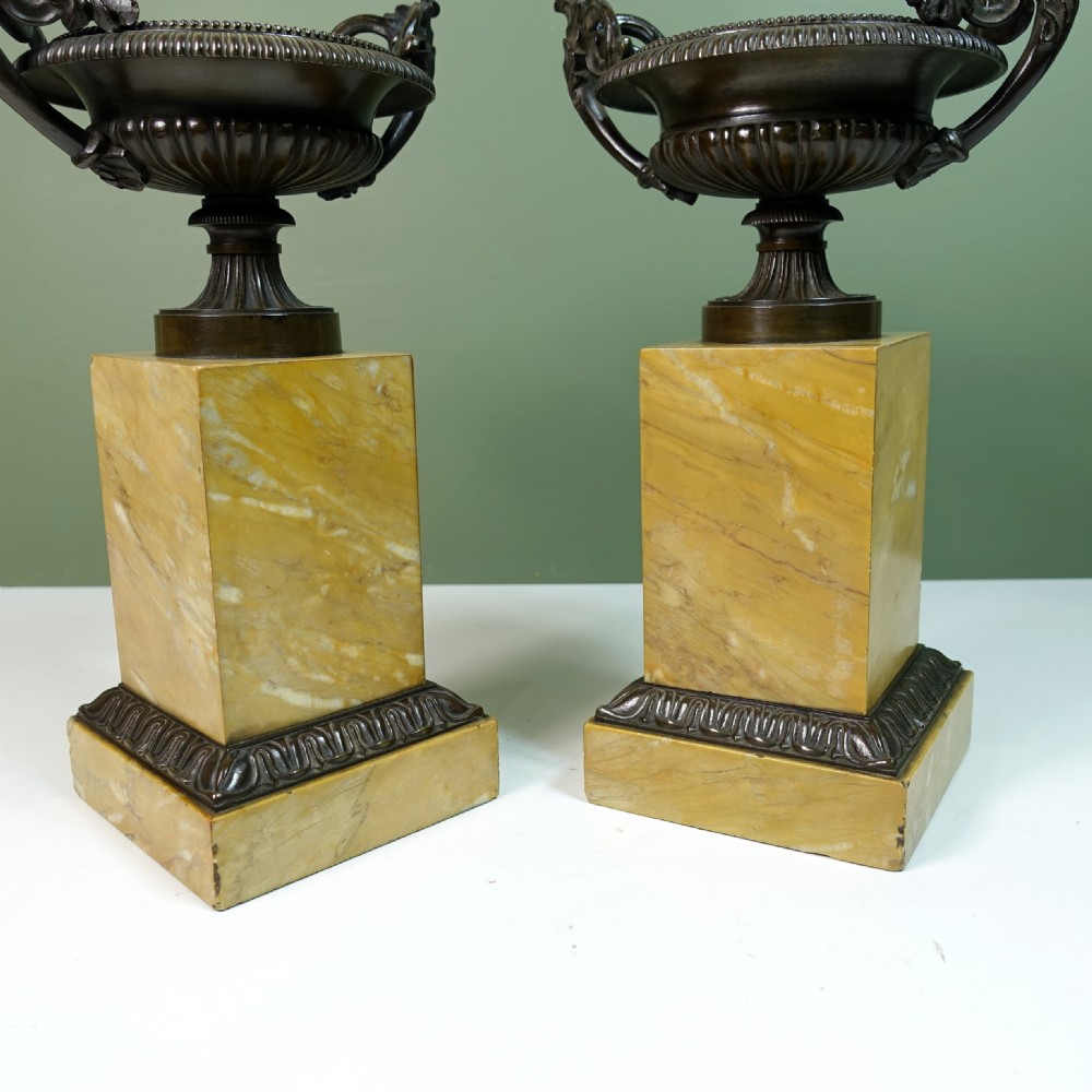 PAIR OF REGENCY BRONZE & MARBLE TAZZA View III