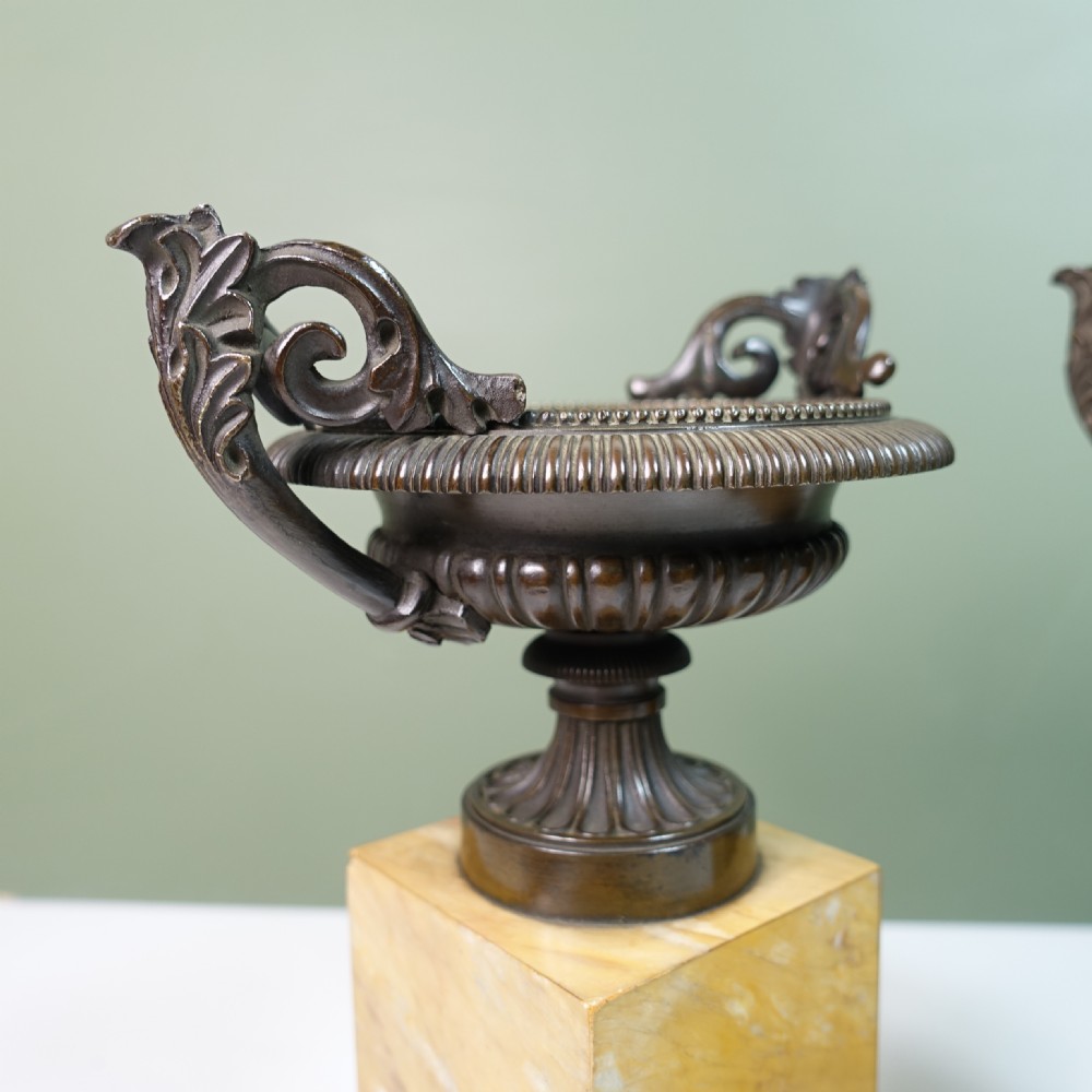PAIR OF REGENCY BRONZE & MARBLE TAZZA View IV