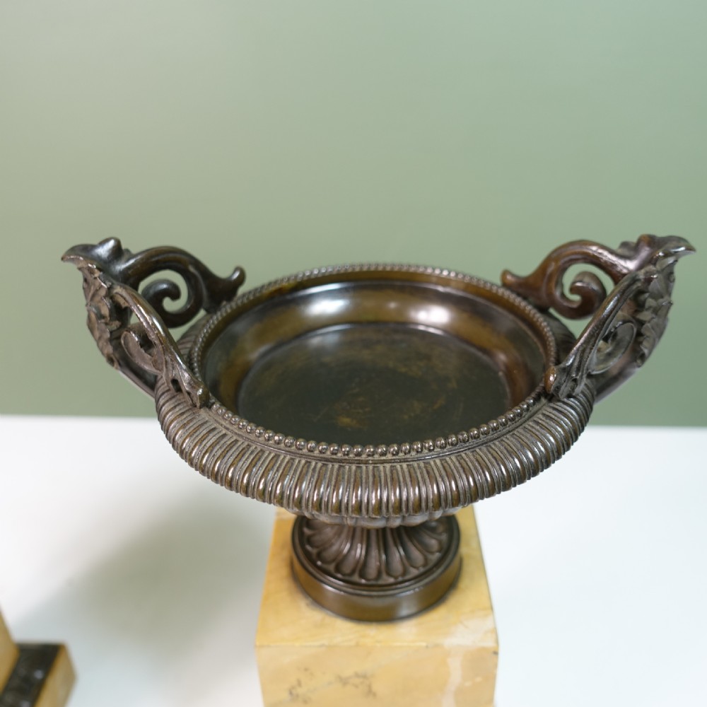 PAIR OF REGENCY BRONZE & MARBLE TAZZA View V
