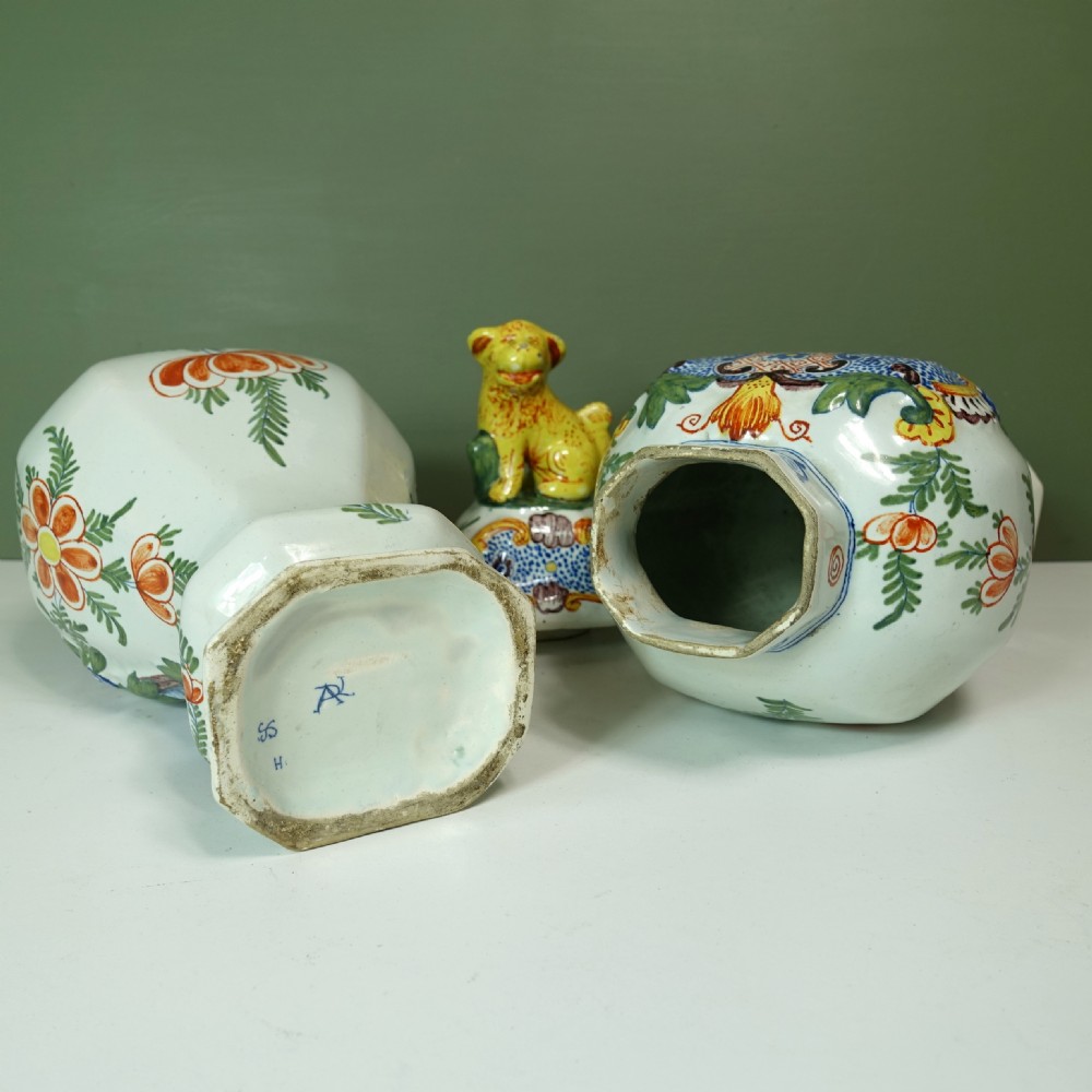 PAIR OF 18TH C DELFT POLYCHROME VASES View VI