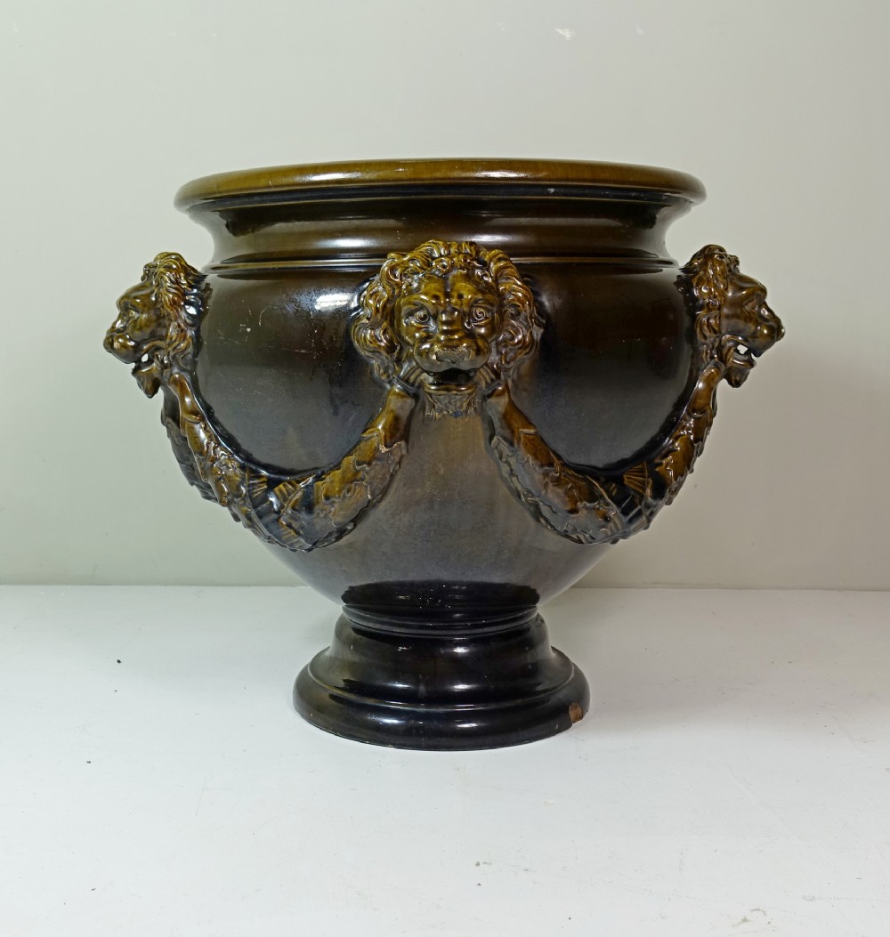 LARGE 19TH C GLAZED JARDINIERE
