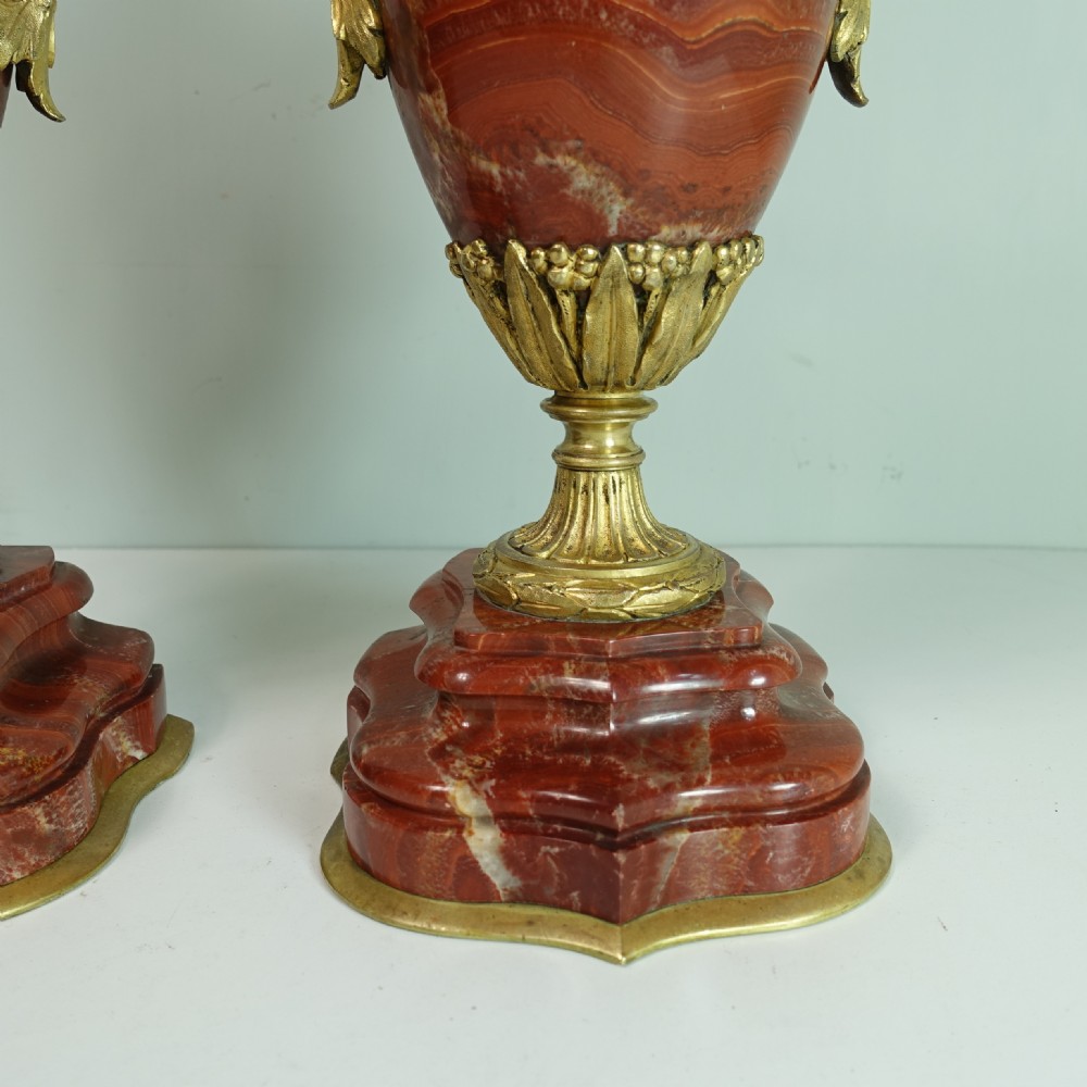 PAIR OF 19TH C MARBLE & ORMOLU VASES View V