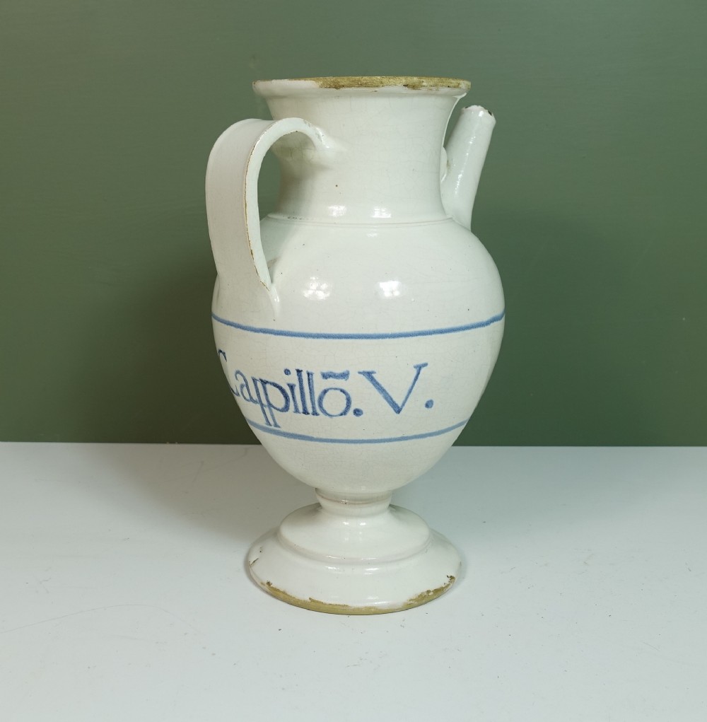 18TH C DELFT APOTHECARY JAR 'S CAPPILLO'