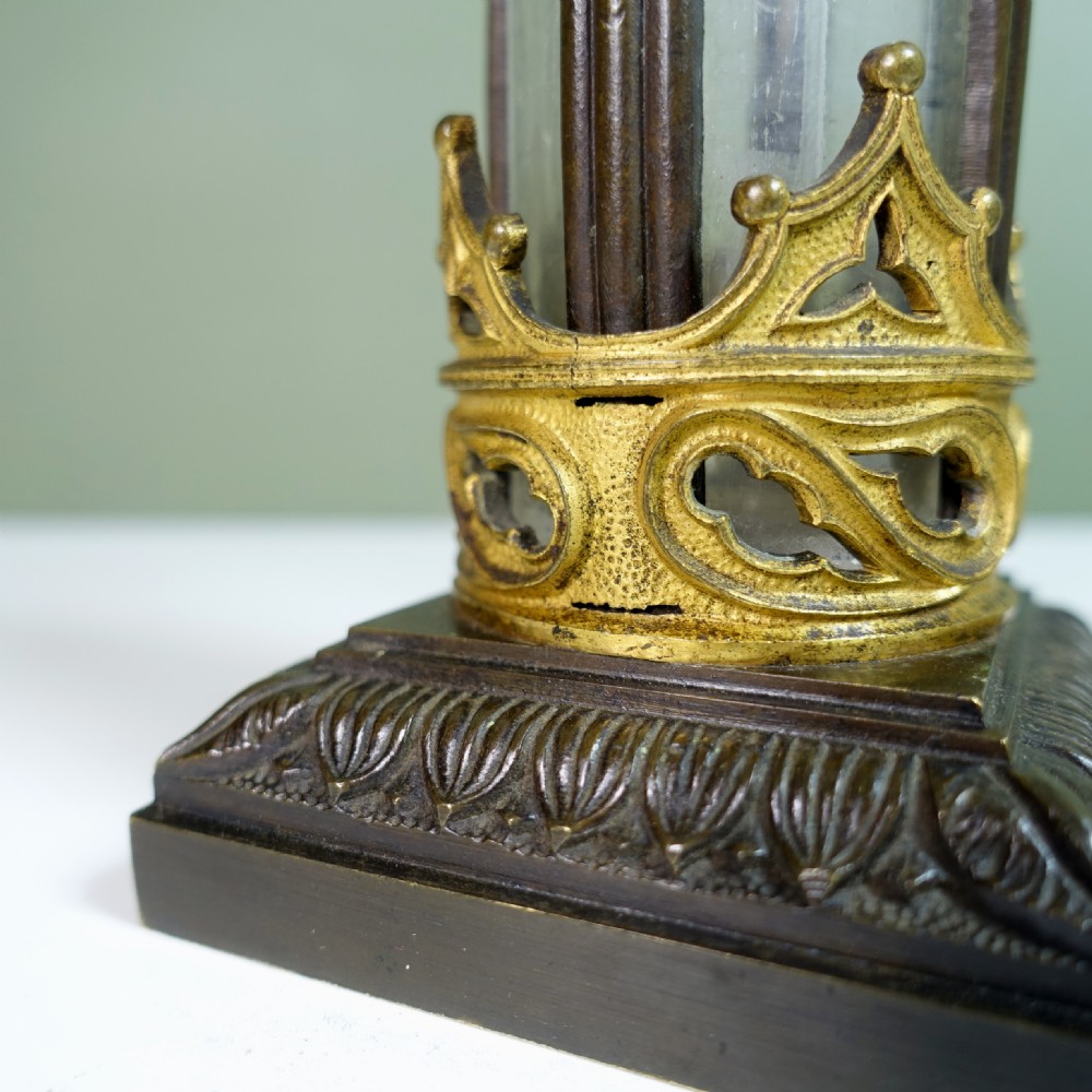 PAIR OF REGENCY GLASS, BRONZE & ORMOLU SPILL VASES View V
