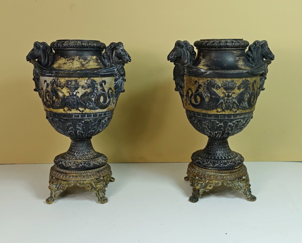 PAIR OF 19TH C CLASSICAL VASES