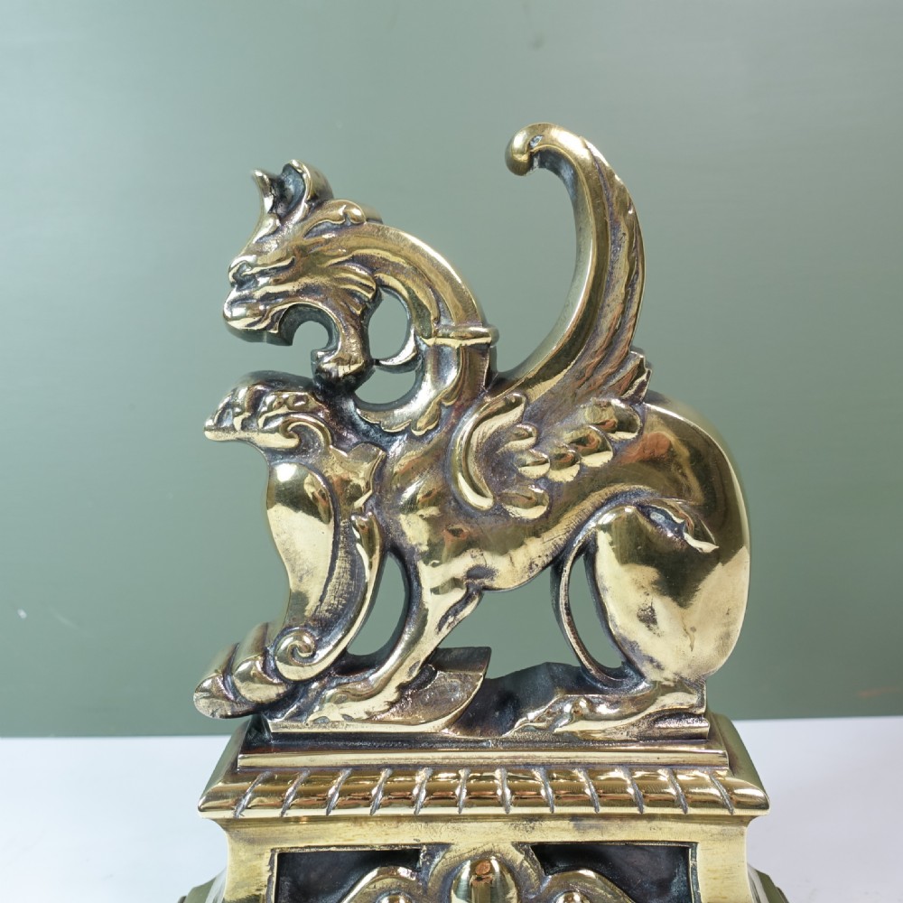 19TH C BRASS GRIFFIN DOOR PORTER View II