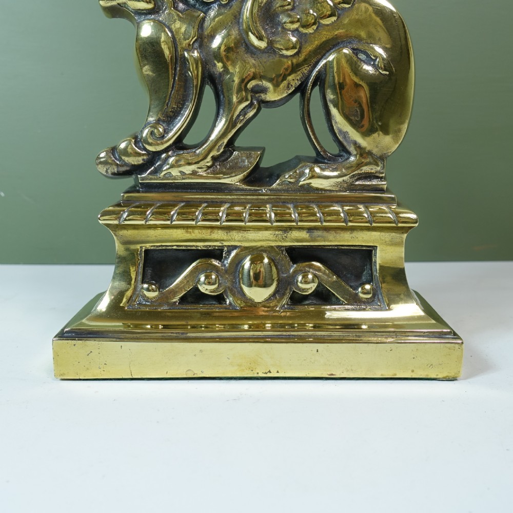 19TH C BRASS GRIFFIN DOOR PORTER View III