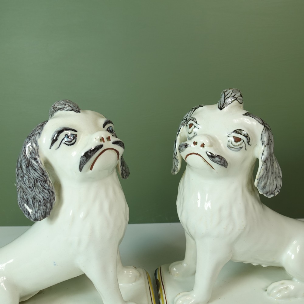 PAIR OF 18TH C TIN GLAZE DOGS View V