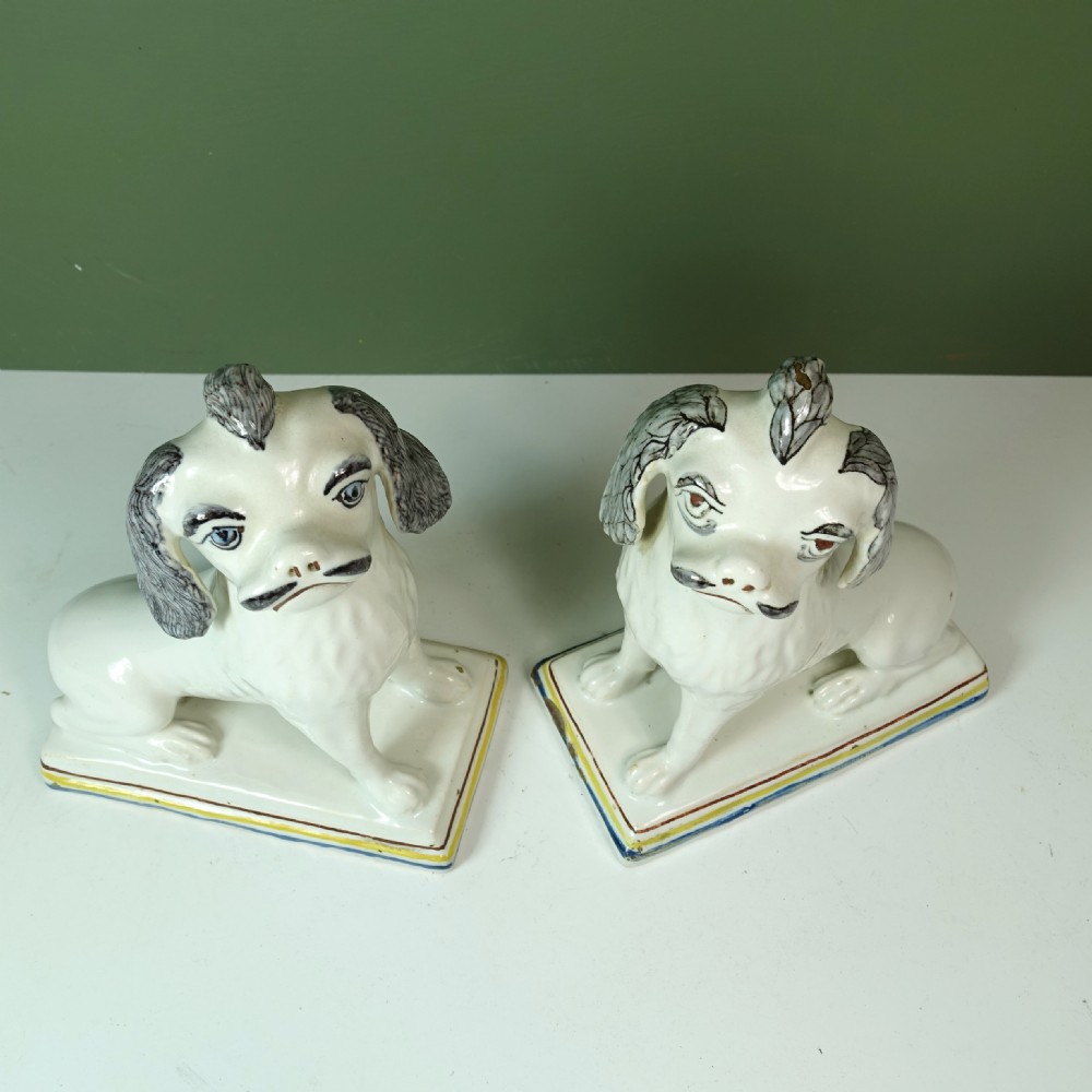 PAIR OF 18TH C TIN GLAZE DOGS View VI