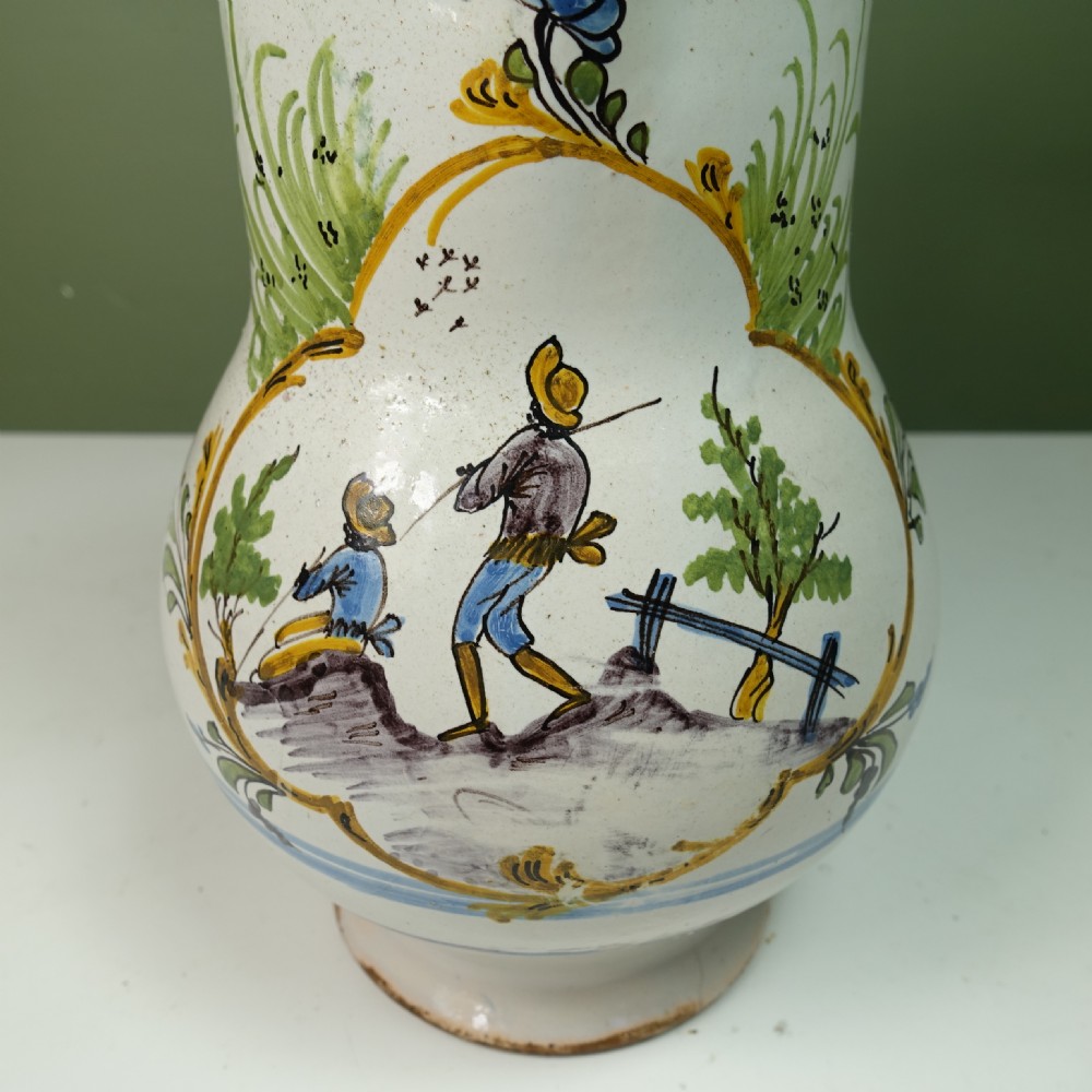 18TH C POLYCHROME TIN GLAZE JUG View VI