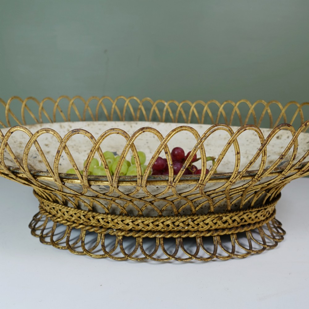 19TH C GILT WIRE WORK BASKET View II