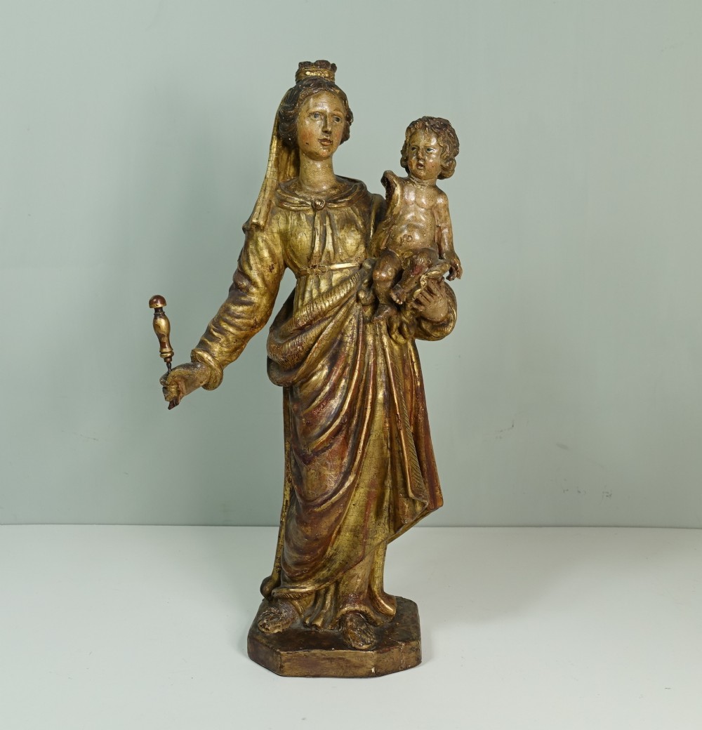 EARLY 18TH C CARVED GILT WOOD FIGURE