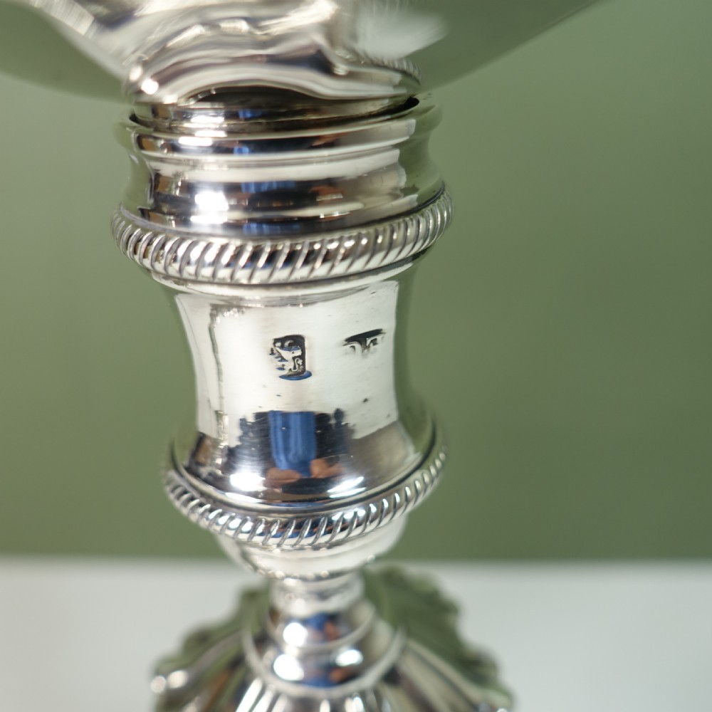 PAIR OF 18TH C CAST SILVER CANDLESTICKS View VIII