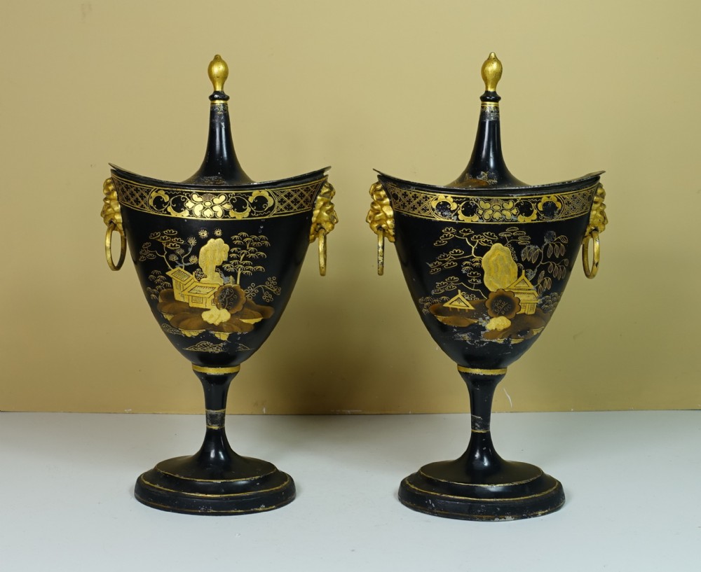 PAIR OF TOLE CHESTNUT VASES C1800