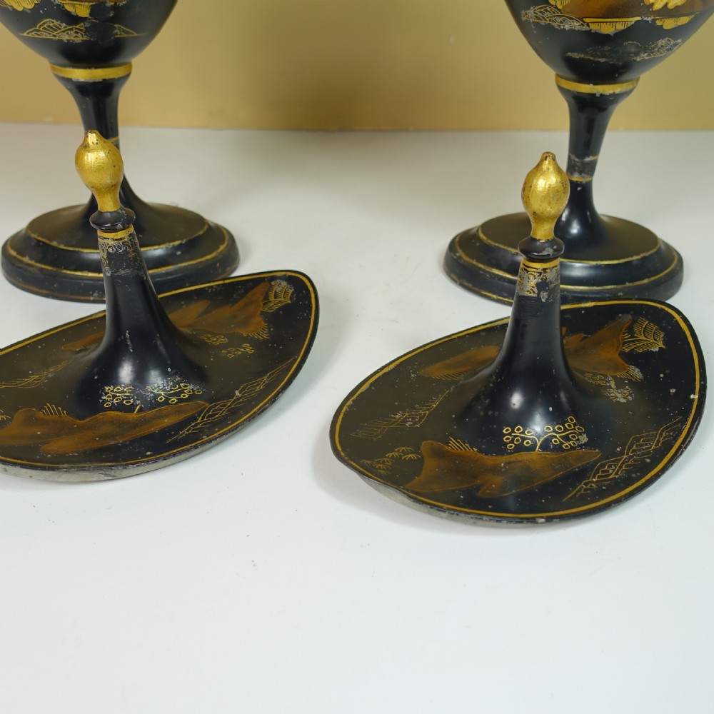 PAIR OF TOLE CHESTNUT VASES C1800 View IV