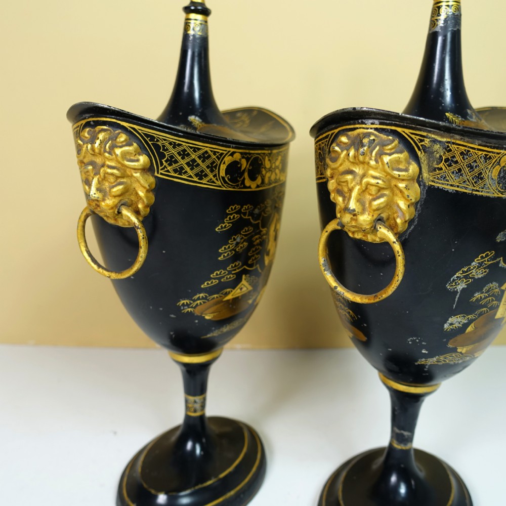 PAIR OF TOLE CHESTNUT VASES C1800 View V